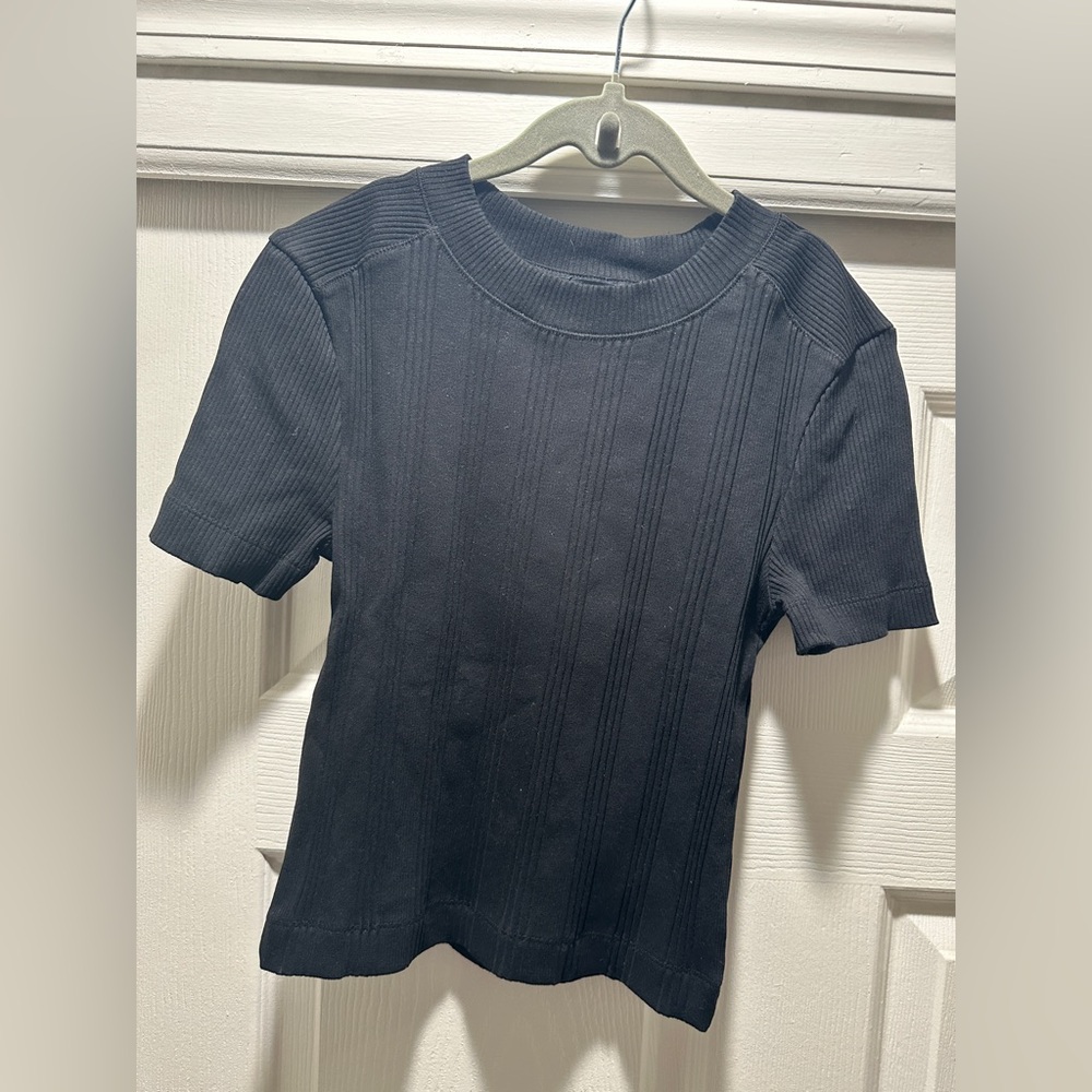 Zara Black Ribbed Knit Top